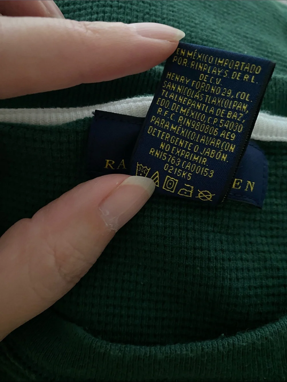 POLO RALPH LAUREN Men's Size Large Long Sleeve Shirt Green Thermal